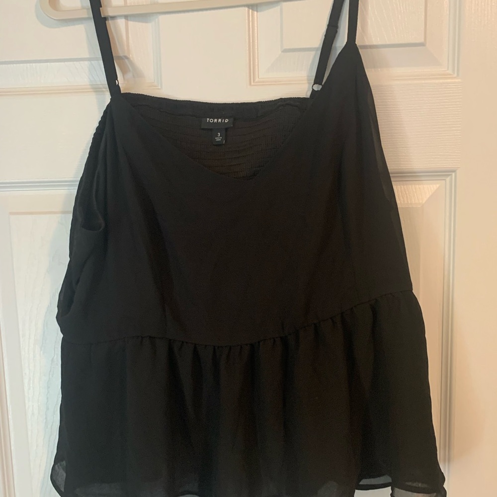 Torrid Black Ruffled Peplum Camisole 3X